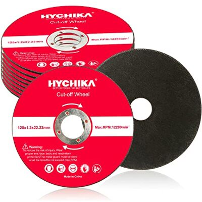 HYCHIKA BETTER TOOLS FOR BETTER LIFE HYCHIKA Trennscheiben für Metall 10 Stück, Winkelschleifer Scheiben 125 x 1.2 x 22.2mm, Trennscheiben Winkelschleifer Zubehör für Metall, Stahl, Edelstahl HYCHIKA BETTER TOOLS FOR BETTER LIFE HYCHIKA Trennscheiben für Metall 10 Stück, Winkelschleifer Scheiben 125 x 1.2 x 22.2mm, Trennscheiben Winkelschleifer Zubehör für Metall, Stahl, Edelstahl