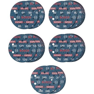 Bosch 55x EXPERT O780 Folienschleifscheiben-Set, 125 mm, 55‑tlg. (für Hartholz, Farbe auf Holz, Ø 125 mm, Körnung 5 x 60, 15 x 80, 15 x 120, 15 x 180, 5 x 240, Professional Zubehör Exzenterschleifer) Bosch 55x EXPERT O780 Folienschleifscheiben-Set, 125 mm, 55‑tlg. (für Hartholz, Farbe auf Holz, Ø 125 mm, Körnung 5 x 60, 15 x 80, 15 x 120, 15 x 180, 5 x 240, Professional Zubehör Exzenterschleifer)