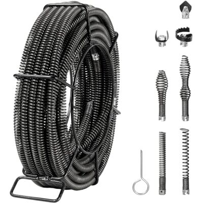 VEVOR Rohrreinigungsspirale 20 m x 16 mm, professionelles Rohrreinigungskabel mit 7 Schneidern für Rohre von 20 bis 100 mm, Hohlkern-Kanalisationsspirale für Spüle, Bodenablauf, Toilette VEVOR Rohrreinigungsspirale 20 m x 16 mm, professionelles Rohrreinigungskabel mit 7 Schneidern für Rohre von 20 bis 100 mm, Hohlkern-Kanalisationsspirale für Spüle, Bodenablauf, Toilette