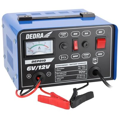 Dedra Gleichrichter, Wechselrichter 6/12V Leistung 12-100 Ah, Ladeleistung 90w, mit Stromanzeigefunktion, 3A-Schutz, Länge der Batterieladekabel: 120 cm, Dedra Gleichrichter, Wechselrichter 6/12V Leistung 12-100 Ah, Ladeleistung 90w, mit Stromanzeigefunktion, 3A-Schutz, Länge der Batterieladekabel: 120 cm,