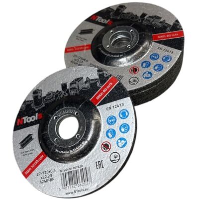 NTools SDSS – Schleifbockscheibe 125 x 6,4 x 22,23 mm zum Schleifen von Stahl Schleifscheiben für handgeführte Winkelschleifer FEPA-Form 27 (abgesenkte Mitte), 6,4 mm dick 5 Stück NTools SDSS – Schleifbockscheibe 125 x 6,4 x 22,23 mm zum Schleifen von Stahl Schleifscheiben für handgeführte Winkelschleifer FEPA-Form 27 (abgesenkte Mitte), 6,4 mm dick 5 Stück