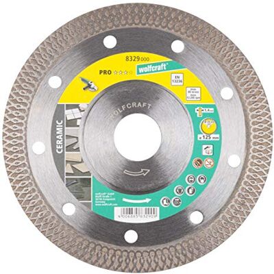 wolfcraft Diamant-Trennscheibe "Pro Ceramic Turbo" Ø 125 x 22,2 mm feinste, schnelle Schnitte in Granit, Feinsteinzeug, Fliese, Keramikfliese hohe Laufruhe und Schnittstabilität 8329000 wolfcraft Diamant-Trennscheibe "Pro Ceramic Turbo" Ø 125 x 22,2 mm feinste, schnelle Schnitte in Granit, Feinsteinzeug, Fliese, Keramikfliese hohe Laufruhe und Schnittstabilität 8329000