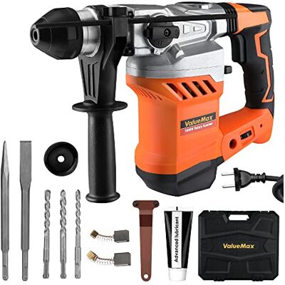 ValueMax Bohrhammer SDS-Plus 1600W, 6 Joule Abbruchhammer Bohrmaschine Betonhammer, 3 Modi und 4 variabler Geschwindigkeit, inkl. 3 SDS Plus Hammerbohrer/Spitz-und Flachmeißel/Koffer, Im Beton 32mm ValueMax Bohrhammer SDS-Plus 1600W, 6 Joule Abbruchhammer Bohrmaschine Betonhammer, 3 Modi und 4 variabler Geschwindigkeit, inkl. 3 SDS Plus Hammerbohrer/Spitz-und Flachmeißel/Koffer, Im Beton 32mm