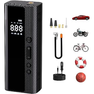U-VKK Elektrische Luftpumpe, Akku Luftpumpe 5200mAh 150PSI, Wiederaufladbare Tragbarer Luftkompressor LCD Display, Mobiler Mehrzweckkompressor, Für Fahrräder, Motorrad, Bälle und Schwimmringe U-VKK Elektrische Luftpumpe, Akku Luftpumpe 5200mAh 150PSI, Wiederaufladbare Tragbarer Luftkompressor LCD Display, Mobiler Mehrzweckkompressor, Für Fahrräder, Motorrad, Bälle und Schwimmringe