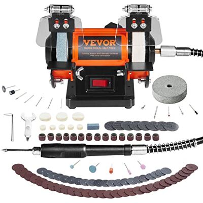 VEVOR Doppelschleifer Doppelschleifmaschine 3590 RPM 150 mm, 50 W Profi Schleifmaschine Schleifbock mit Spritzschutz inkl. 3 Polierscheiben Gabelschlüssel 100 Stk. Bohrer, Schleifgerät Doppelschleifer VEVOR Doppelschleifer Doppelschleifmaschine 3590 RPM 150 mm, 50 W Profi Schleifmaschine Schleifbock mit Spritzschutz inkl. 3 Polierscheiben Gabelschlüssel 100 Stk. Bohrer, Schleifgerät Doppelschleifer