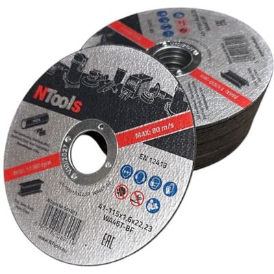 NTools SDC Trennscheiben 115 x 1,6 x 22,23 mm, 25 Stück Dünne und langlebige Trennscheiben zum Schneiden von Metall, Stahl und Edelstahl (Inox), passend für Winkelschleifer NTools SDC Trennscheiben 115 x 1,6 x 22,23 mm, 25 Stück Dünne und langlebige Trennscheiben zum Schneiden von Metall, Stahl und Edelstahl (Inox), passend für Winkelschleifer