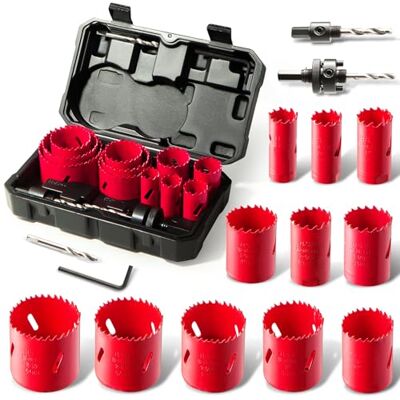 HYCHIKA BETTER TOOLS FOR BETTER LIFE HYCHIKA Bimetall Lochsäge Set, 17tlg Lochbohrer Ø20mm-68mm, Maximale Schnitttiefe 40mm, Ideal zum Bohren von Weichmetall, Holz, PVC Platte und Kunststoffplatte HYCHIKA BETTER TOOLS FOR BETTER LIFE HYCHIKA Bimetall Lochsäge Set, 17tlg Lochbohrer Ø20mm-68mm, Maximale Schnitttiefe 40mm, Ideal zum Bohren von Weichmetall, Holz, PVC Platte und Kunststoffplatte