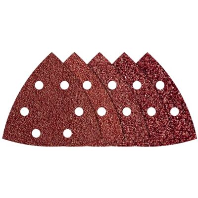 wolfcraft 25 Haft-Schleifblätter für Holz und Metall, 95 mm I 1866000 I für Deltaschleifer I Körnung 40 bis 180 I gelocht I hohe Standzeit I Korund wolfcraft 25 Haft-Schleifblätter für Holz und Metall, 95 mm I 1866000 I für Deltaschleifer I Körnung 40 bis 180 I gelocht I hohe Standzeit I Korund