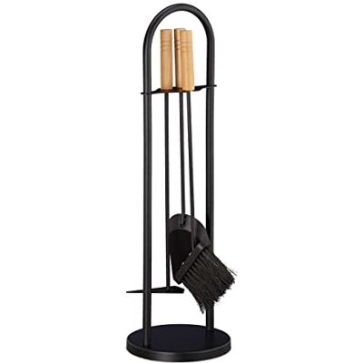 Relaxdays Kaminbesteck modern, 4 teilige Kamingarnitur, mit Schaufel, Besen, Aschekratzer & Halter, Ofenbesteck, schwarz, 68,5 x 20 x 20 cm Relaxdays Kaminbesteck modern, 4 teilige Kamingarnitur, mit Schaufel, Besen, Aschekratzer & Halter, Ofenbesteck, schwarz, 68,5 x 20 x 20 cm