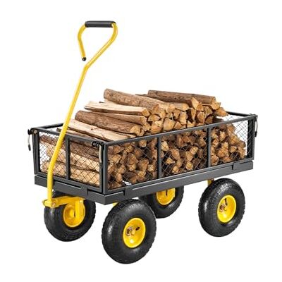 VEVOR Bollerwagen 226,80 kg, Transportwagen, Gartenwagen, Gerätewagen, Handwagen mit 10 Zoll großen Geländereifen, abnehmbaren Seitenteilen aus Netzmaterial und um 180° drehbarem Griff, Gelb/Schwarz VEVOR Bollerwagen 226,80 kg, Transportwagen, Gartenwagen, Gerätewagen, Handwagen mit 10 Zoll großen Geländereifen, abnehmbaren Seitenteilen aus Netzmaterial und um 180° drehbarem Griff, Gelb/Schwarz