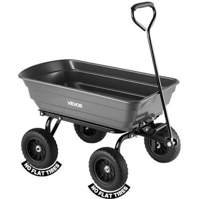 VEVOR Gartenwagen mit Kippfunktion, 272kg Belastbarer Bollerwagen 270° Drehbarer Transportwagen für Gartenarbeit aus Kunsttoff & Stahl mit 10 Zoll Kunststoffreifen, Kippwagen für Rasen, Kies & Schlamm VEVOR Gartenwagen mit Kippfunktion, 272kg Belastbarer Bollerwagen 270° Drehbarer Transportwagen für Gartenarbeit aus Kunsttoff & Stahl mit 10 Zoll Kunststoffreifen, Kippwagen für Rasen, Kies & Schlamm