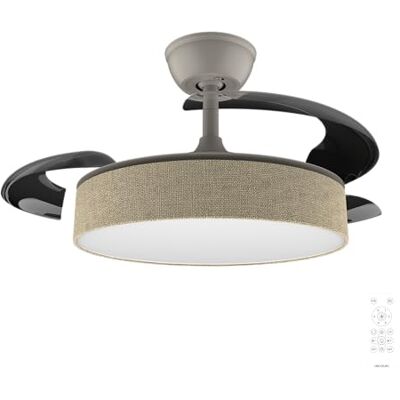 Cecotec Deckenventilator EnergySilence Aero 3666 Invisible Textile, 91 cm LED-Licht, 3 Lichtfarben, Fernbedienung, Timer bis 4 Std., 6 Stufen, 30 W DC-Motor, 3 einklappbare Rotorblätter Cecotec Deckenventilator EnergySilence Aero 3666 Invisible Textile, 91 cm LED-Licht, 3 Lichtfarben, Fernbedienung, Timer bis 4 Std., 6 Stufen, 30 W DC-Motor, 3 einklappbare Rotorblätter