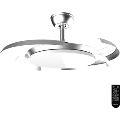 Cecotec Deckenventilator EnergySilence Aero 4500 Puzzle Invisible Silver 30-W-DC-Motor, 106,7 cm, 4 einziehbare Flügel, LED-Licht mit 3 Helligkeitsstufen, 6 Stufen, Timer bis 4 Std. Cecotec Deckenventilator EnergySilence Aero 4500 Puzzle Invisible Silver 30-W-DC-Motor, 106,7 cm, 4 einziehbare Flügel, LED-Licht mit 3 Helligkeitsstufen, 6 Stufen, Timer bis 4 Std.