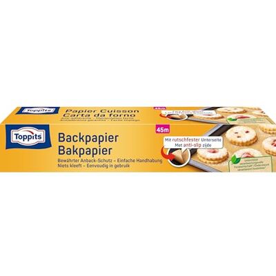 Toppits Backpapier 1 x 45 m Rolle, Antihaft, mit Abreiß-Säge, Rutschfest, FSC zertifiziert, Ideal für Backofen, Airfryer und Dampfgarer Toppits Backpapier 1 x 45 m Rolle, Antihaft, mit Abreiß-Säge, Rutschfest, FSC zertifiziert, Ideal für Backofen, Airfryer und Dampfgarer