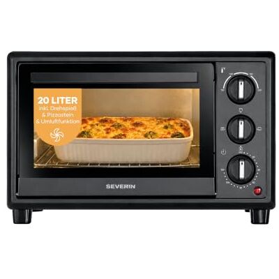 Severin Back- und Toastofen, Bake&Toast, 20L, bis 230°C, Umluft-Funktion, Ober- und Unterhitze, inkl. Pizzastein, Drehspieß, Krümelblech, Backblech, Grillrost, 120Min. Timer, 1600W, schwarz, TO 2079 Severin Back- und Toastofen, Bake&Toast, 20L, bis 230°C, Umluft-Funktion, Ober- und Unterhitze, inkl. Pizzastein, Drehspieß, Krümelblech, Backblech, Grillrost, 120Min. Timer, 1600W, schwarz, TO 2079