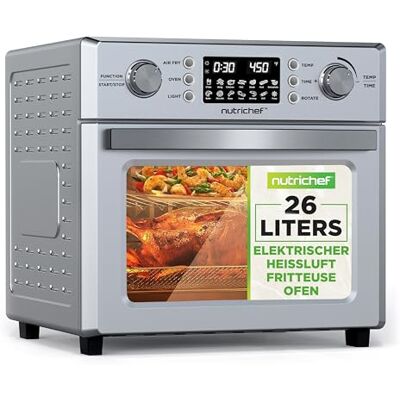 Nutrichef Heißluftfritteuse 26L – Multifunktionaler Airfryer Ofen mit Rotisserie & Dampfgarer 10-in-1 Mini-Backofen mit Dörrfunktion, Zubehör, Edelstahlgehäuse & Antihaftteilen für gesundes Kochen Nutrichef Heißluftfritteuse 26L – Multifunktionaler Airfryer Ofen mit Rotisserie & Dampfgarer 10-in-1 Mini-Backofen mit Dörrfunktion, Zubehör, Edelstahlgehäuse & Antihaftteilen für gesundes Kochen