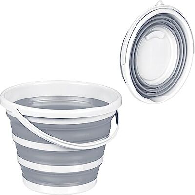 Relaxdays Eimer faltbar, 10 Liter, Ausgießer, Aufhängeöse, Tragehenkel, Falteimer Haus & Camping, Putzeimer, grau/weiß Relaxdays Eimer faltbar, 10 Liter, Ausgießer, Aufhängeöse, Tragehenkel, Falteimer Haus & Camping, Putzeimer, grau/weiß