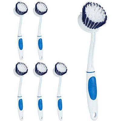 Relaxdays Spülbürste 6er Set, mittelharte Borsten, Griff gummiert, Kunststoff Küchenbürste, zum Aufhängen, weiß-blau Relaxdays Spülbürste 6er Set, mittelharte Borsten, Griff gummiert, Kunststoff Küchenbürste, zum Aufhängen, weiß-blau