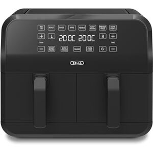 BELLA 8L Dual Basket Heißluftfritteuse mit Touchscreen, 8 Kochfunktionen, einstellbarer Temperatur, automatischer Abschaltung und Timer, antihaftbeschichteten Kochschalen, 1700W, Schwarz BELLA 8L Dual Basket Heißluftfritteuse mit Touchscreen, 8 Kochfunktionen, einstellbarer Temperatur, automatischer Abschaltung und Timer, antihaftbeschichteten Kochschalen, 1700W, Schwarz