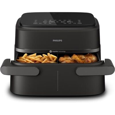 Philips Airfryer 1000 Series Flexible Basket Heißluftfritteuse mit 7,1 L Fassungsvermögen, RapidAir-Technologie, 10 Kochfunktionen, 90% weniger Fett, kompaktes Design, HomeID-Rezept-App (NA154/00) Philips Airfryer 1000 Series Flexible Basket Heißluftfritteuse mit 7,1 L Fassungsvermögen, RapidAir-Technologie, 10 Kochfunktionen, 90% weniger Fett, kompaktes Design, HomeID-Rezept-App (NA154/00)