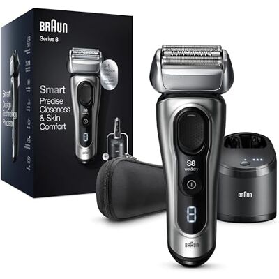 Braun Series 8 Rasierer Herren mit 3+1 Scherkopf, Elektrorasierer & Trimmer, Sonic-Technologie, 40°-Kopf, Konturenanpassung, Reinigungsstation, Wet & Dry, 8467cc, silber Braun Series 8 Rasierer Herren mit 3+1 Scherkopf, Elektrorasierer & Trimmer, Sonic-Technologie, 40°-Kopf, Konturenanpassung, Reinigungsstation, Wet & Dry, 8467cc, silber