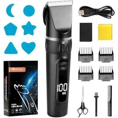 Cozary Haarschneidemaschine, Barttrimmer Herren Profi mit LED-Anzeige, 180 Min, Bartschneider Herren, USB aufladen, 4 Führungskämmen, Kabelloser Haarschneider Set für Männer oder Haustiere Cozary Haarschneidemaschine, Barttrimmer Herren Profi mit LED-Anzeige, 180 Min, Bartschneider Herren, USB aufladen, 4 Führungskämmen, Kabelloser Haarschneider Set für Männer oder Haustiere