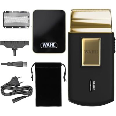 Wahl Travel Shaver Gold Edition- Schnurloser und wiederaufladbarer Elektrorasierer für Männer, ideal für Reisen, zum Schneiden von Haaren und Bart, kompakt und tragbar Wahl Travel Shaver Gold Edition- Schnurloser und wiederaufladbarer Elektrorasierer für Männer, ideal für Reisen, zum Schneiden von Haaren und Bart, kompakt und tragbar