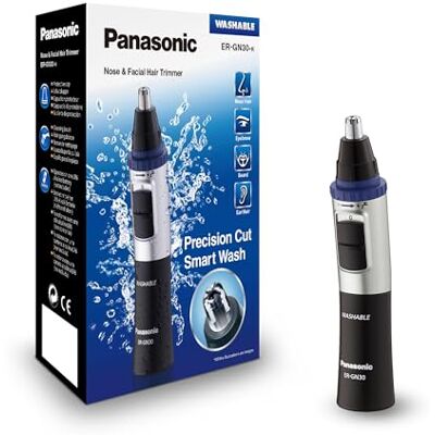 Panasonic ER-GN30-K503 Nass/Trocken Nasen- und Ohrhaartrimmer für Männer, hypoallergene Zweifachklinge, Vortex-Reinigungssystem, kabellos, Schwarz Panasonic ER-GN30-K503 Nass/Trocken Nasen- und Ohrhaartrimmer für Männer, hypoallergene Zweifachklinge, Vortex-Reinigungssystem, kabellos, Schwarz
