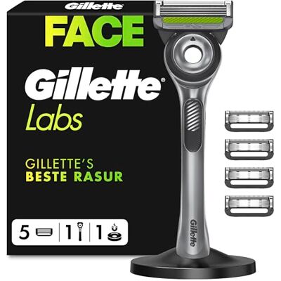 Gillette Labs Rasierer Herren mit Reinigungs-Element, Nassrasierer für Männer — Inkl. 1 Handstück, 5 Ersatzklingen und Magnetischer Dock — Edelstahl, Grau Gillette Labs Rasierer Herren mit Reinigungs-Element, Nassrasierer für Männer — Inkl. 1 Handstück, 5 Ersatzklingen und Magnetischer Dock — Edelstahl, Grau