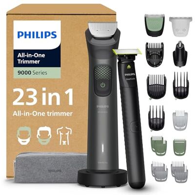Philips Multigroom Series 9000 All-in-One 23-teiliger Barttrimmer, Haarschneider, und OneBlade-Trimmer – Komplettes Pflegeset für Gesicht, Kopf und Körper, 27 Längeneinstellungen (0,2–20mm), MG9561/30 Philips Multigroom Series 9000 All-in-One 23-teiliger Barttrimmer, Haarschneider, und OneBlade-Trimmer – Komplettes Pflegeset für Gesicht, Kopf und Körper, 27 Längeneinstellungen (0,2–20mm), MG9561/30