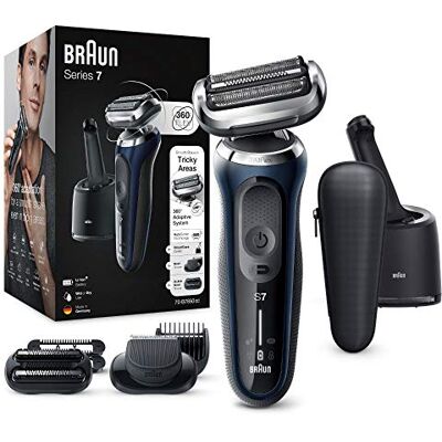 Braun Series 7 Rasierer Herren mit 360° Anpassung, Elektrorasierer & Barttrimmer, 3-Tage-Bart-Trimmer, Reinigungsstation, AutoSense, Wet & Dry, EasyClick Funktion, 70-B7850cc, blau Braun Series 7 Rasierer Herren mit 360° Anpassung, Elektrorasierer & Barttrimmer, 3-Tage-Bart-Trimmer, Reinigungsstation, AutoSense, Wet & Dry, EasyClick Funktion, 70-B7850cc, blau
