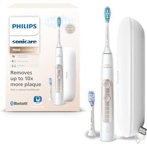Philips Sonicare ExpertClean 7500 elektrische Zahnbürste, Schallzahnbürste mit App, 4 Putzmodi und 3 Intensitätsstufen, Drucksensor, Reiseetui, White-Gold, Modell HX9691/02 Philips Sonicare ExpertClean 7500 elektrische Zahnbürste, Schallzahnbürste mit App, 4 Putzmodi und 3 Intensitätsstufen, Drucksensor, Reiseetui, White-Gold, Modell HX9691/02