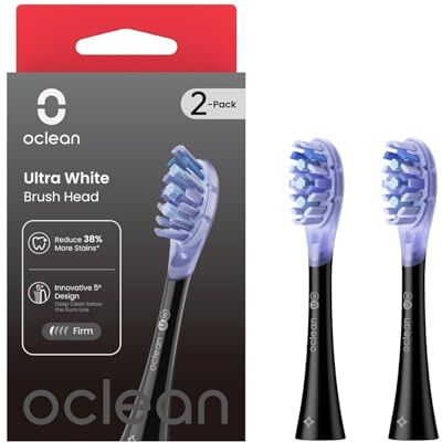 Oclean Ultra White Bürstenkopf 2 stück, Starke Reinigungskraft mit Poliergummiring, Weicher Gummi Ersatzbürstenkopf mit Zungenreiniger für elektrische Zahnbürste Oclean Ultra White Bürstenkopf 2 stück, Starke Reinigungskraft mit Poliergummiring, Weicher Gummi Ersatzbürstenkopf mit Zungenreiniger für elektrische Zahnbürste