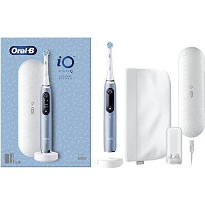 Oral-B iO Serie 9 Elektrische Bürste, Sonderedition, Kombiniert mit Mobiler Anwendung, mit Magnet iO, Reisetasche mit Ladefunktion, Kosmetiktasche, Blau Oral-B iO Serie 9 Elektrische Bürste, Sonderedition, Kombiniert mit Mobiler Anwendung, mit Magnet iO, Reisetasche mit Ladefunktion, Kosmetiktasche, Blau