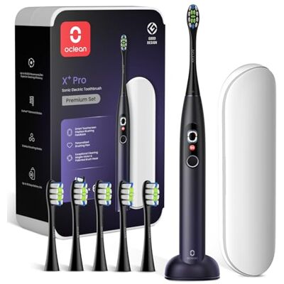Oclean Elektrische Zahnbürste X Series Pro Gift Set, Schallzahnbürste mit Bildschirm, 3 Modi & 32 Intensitäten Sonic Electric Toothbrush mit Timer, 6 Stücke Bürstenköpfe mit Reiseetui, Dunkellila Oclean Elektrische Zahnbürste X Series Pro Gift Set, Schallzahnbürste mit Bildschirm, 3 Modi & 32 Intensitäten Sonic Electric Toothbrush mit Timer, 6 Stücke Bürstenköpfe mit Reiseetui, Dunkellila