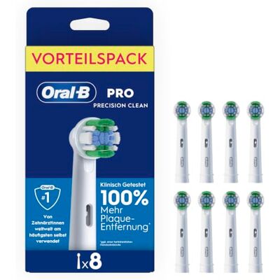 Oral-B Aufsteckbürsten PRO Precision Clean, Weiß, 8 Stück Original Zahnbürstenaufsatz für Elektrische Zahnbürste, Zahnreinigung für Täglich Frischen Atem Oral-B Aufsteckbürsten PRO Precision Clean, Weiß, 8 Stück Original Zahnbürstenaufsatz für Elektrische Zahnbürste, Zahnreinigung für Täglich Frischen Atem