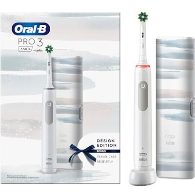 Oral-B PRO 3 3500 Elektrische Zahnbürste/Electric Toothbrush, mit 3 Putzmodi und visueller 360° Andruckkontrolle für Zahnpflege, Reiseetui stripes, Geschenk Mann/Frau, Designed by Braun, weiß Oral-B PRO 3 3500 Elektrische Zahnbürste/Electric Toothbrush, mit 3 Putzmodi und visueller 360° Andruckkontrolle für Zahnpflege, Reiseetui stripes, Geschenk Mann/Frau, Designed by Braun, weiß