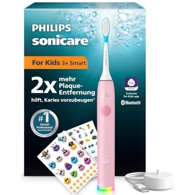 Philips Sonicare for Kids Smart elektrische Zahnbürste Schallzahnbürste mit App, für Kinder 3+, 2 sanfte Putzprogramme, 2-Minuten-Timer, 2 Bürstenköpfe (Standard + Mini), Pink, Modell HX6600/11 Philips Sonicare for Kids Smart elektrische Zahnbürste Schallzahnbürste mit App, für Kinder 3+, 2 sanfte Putzprogramme, 2-Minuten-Timer, 2 Bürstenköpfe (Standard + Mini), Pink, Modell HX6600/11