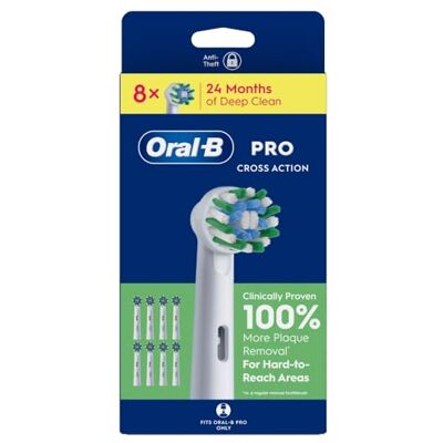 Oral-B Pro Cross Action Zahnbürstenköpfe, 8 Stück, geeignet für Briefkasten Oral-B Pro Cross Action Zahnbürstenköpfe, 8 Stück, geeignet für Briefkasten
