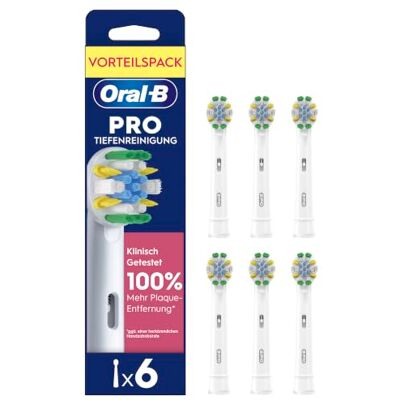Oral-B Pro Tiefenreinigung Aufsteckbürsten — ORIGINAL Zahnbürstenaufsatz für Elektrische Zahnbürste — Tiefe Zahnreinigung, Ersatzbürsten mit Innovativen X-förmigen Borsten — Weiß, 6 Stück Oral-B Pro Tiefenreinigung Aufsteckbürsten — ORIGINAL Zahnbürstenaufsatz für Elektrische Zahnbürste — Tiefe Zahnreinigung, Ersatzbürsten mit Innovativen X-förmigen Borsten — Weiß, 6 Stück