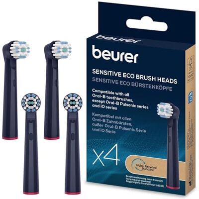 Beurer TB Sensitive Eco Aufsteckbürsten für elektrische Zahnbürste, 4 Bürstenköpfe kompatibel mit Oral-B, Borsten aus 100% nachwachsenden Rohstoffen, effektive Zahnreinigung, Härtegrad Weich Beurer TB Sensitive Eco Aufsteckbürsten für elektrische Zahnbürste, 4 Bürstenköpfe kompatibel mit Oral-B, Borsten aus 100% nachwachsenden Rohstoffen, effektive Zahnreinigung, Härtegrad Weich