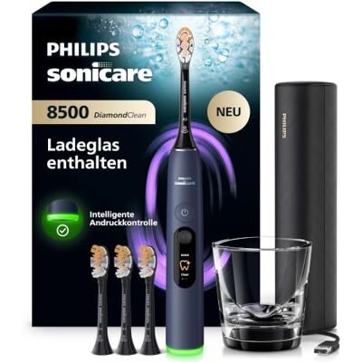 Philips Sonicare Next-Generation DiamondClean 8500 elektrische Zahnbürste mit intelligenter Andruckkontrolle und 18 Einstellungen, Dunkelblau, HX8515/13 Philips Sonicare Next-Generation DiamondClean 8500 elektrische Zahnbürste mit intelligenter Andruckkontrolle und 18 Einstellungen, Dunkelblau, HX8515/13