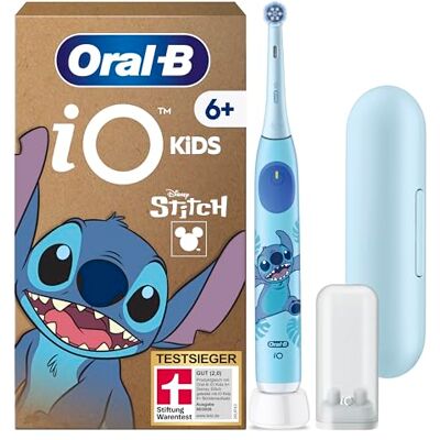 Oral-B iO Kids 6 Plus Disney Stitch Elektrische Zahnbürste für Kinder, Blau Kinderzahnbürste Elektrisch ab 6 Jahren mit 1 Aufsteckbürste, Inkl. Reise-Etui, TESTSIEGER (2,0) bei STIFTUNG WARENTEST Oral-B iO Kids 6 Plus Disney Stitch Elektrische Zahnbürste für Kinder, Blau Kinderzahnbürste Elektrisch ab 6 Jahren mit 1 Aufsteckbürste, Inkl. Reise-Etui, TESTSIEGER (2,0) bei STIFTUNG WARENTEST