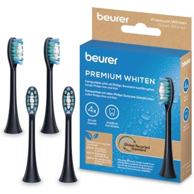Beurer SC Premium Whiten Bürstenköpfe für elektrische Zahnbürste 4 Ersatzbürsten für SC 11/30/50 & Philips Sonicare Schallzahnbürsten, mittig erhöhte Indikatorborsten, Härtegrad Mittel Beurer SC Premium Whiten Bürstenköpfe für elektrische Zahnbürste 4 Ersatzbürsten für SC 11/30/50 & Philips Sonicare Schallzahnbürsten, mittig erhöhte Indikatorborsten, Härtegrad Mittel