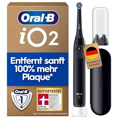 Oral-B iO Series 2 Elektrische Zahnbürste, Schwarz Inkl. 1 Aufsteckbürste, Reise-Etui, GUT GETESTET von STIFTUNG WARENTEST, Electric Toothbrush mit 3 Putzmodi für Zahnpflege Oral-B iO Series 2 Elektrische Zahnbürste, Schwarz Inkl. 1 Aufsteckbürste, Reise-Etui, GUT GETESTET von STIFTUNG WARENTEST, Electric Toothbrush mit 3 Putzmodi für Zahnpflege