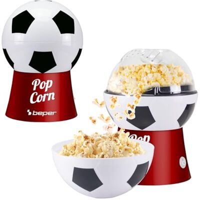 BEPER P101CUD053 Heißluft-Popcornmaschine, Fußball-Design, ölfrei, schnell und kompakt, Schüssel inklusive, ideal für Filmabende und Fans BEPER P101CUD053 Heißluft-Popcornmaschine, Fußball-Design, ölfrei, schnell und kompakt, Schüssel inklusive, ideal für Filmabende und Fans