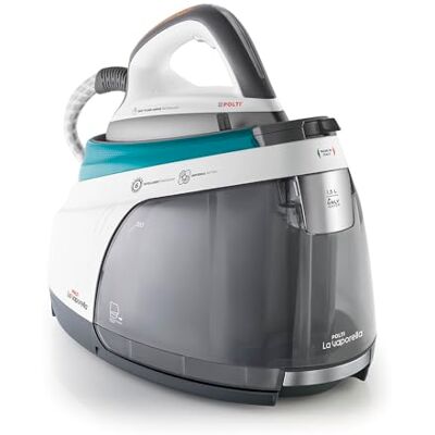 Polti La Vaporella XT100C, Dampfbügeleisen mit Boiler, Druck 7,5 Bar, Unbegrenzte Laufzeit, Kapazität 1,4 L, Leistung 2350 W, Steam Pulse 500 g, Weiß und Türkis Polti La Vaporella XT100C, Dampfbügeleisen mit Boiler, Druck 7,5 Bar, Unbegrenzte Laufzeit, Kapazität 1,4 L, Leistung 2350 W, Steam Pulse 500 g, Weiß und Türkis