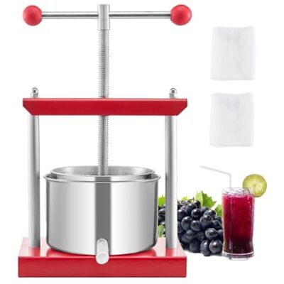 VEVOR Obstweinpresse Apfelpresse (3 L) mit 2 Edelstahlfässer, manueller Entsafter, Apfelweinpresse Apfelpresse Traubenpresse Olivenölpresse Handpresse Saftpresse mit T-Griff für Küche VEVOR Obstweinpresse Apfelpresse (3 L) mit 2 Edelstahlfässer, manueller Entsafter, Apfelweinpresse Apfelpresse Traubenpresse Olivenölpresse Handpresse Saftpresse mit T-Griff für Küche