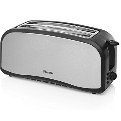 Tristar Edelstahl Toaster mit Brötchenaufsatz 6 Bräunungsstufen/2 x Langschlitz Toastkammern/herausnehmbares Krümmelfach/mit Abbruch-, Auftau- und Abtaufunktion, BR-1046 Tristar Edelstahl Toaster mit Brötchenaufsatz 6 Bräunungsstufen/2 x Langschlitz Toastkammern/herausnehmbares Krümmelfach/mit Abbruch-, Auftau- und Abtaufunktion, BR-1046
