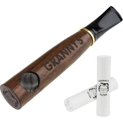 GRANNY'S WEED Granny's Premium Holzpfeife aus Nussbaum 9 mm Filtereinsatz Handgefertigt Schmales Mundstück Geschenkbox inkl. 6 Aktivkohlefilter GRANNY'S WEED Granny's Premium Holzpfeife aus Nussbaum 9 mm Filtereinsatz Handgefertigt Schmales Mundstück Geschenkbox inkl. 6 Aktivkohlefilter